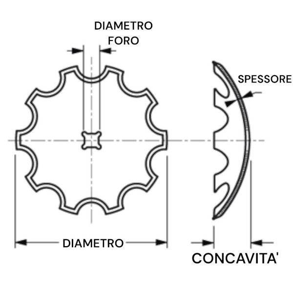 DISCO DENTATO, LISCIO VERDEGIGLIO,SANTOLLA,PIATTO PER ERPICE,FRANGIZOLLE SEMINAT