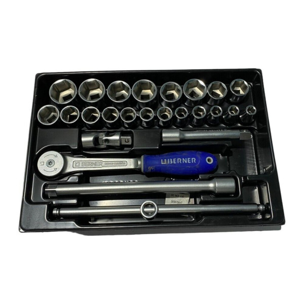 SET BUSSOLE CRICCHETTO UTENSILI OFFICINA DA 1/2 BERNER ATTREZZI MECCANICO 25 PZ