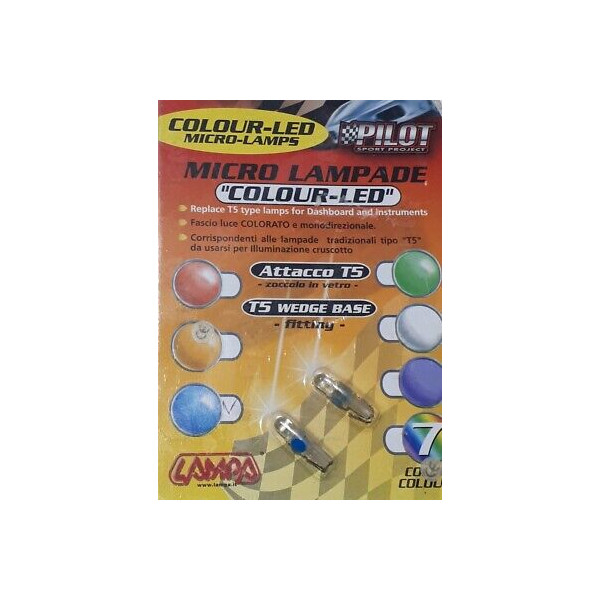 PACCO 2 MICRO LAMPADINE LED BLU ATTACCO T5 ILLUMINAZIONE CRUSCOTTO RIF. 58412