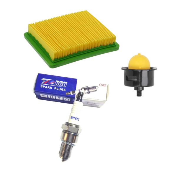KIT 3 PEZZI REVISIONE MOTORE MGVT 475 RASAERBA FILTRO ARIA + PRIMER + CANDELA