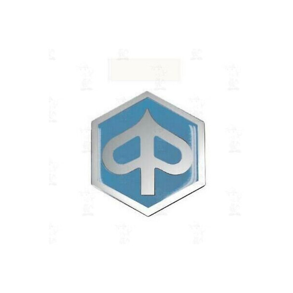 EMBLEMA LOGO PIAGGIO AUTOADESIVO 27X31MM VESPA 50 RIF ORIGINALE 142720080