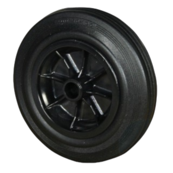 RICAMBIO RUOTA,RUOTINO CON DISCO NYLON GOMMATA 165X40 CON FORO DA 21 MM