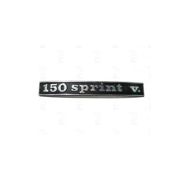 SCRITTA,TARGHETTA,STEMMA 150 SPRINT V IN METALLO LUNGH.130MM CON 2 PIOLINI  