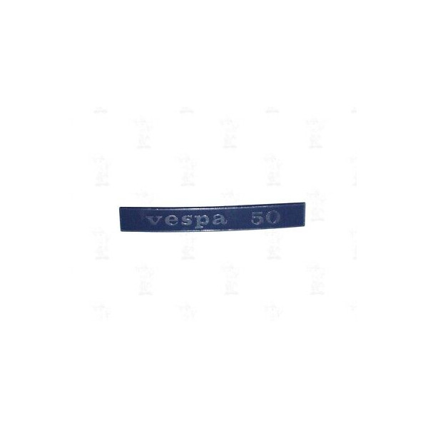 SCRITTA TARGHETTA ETICHETTA FREGIO FIRMA IN METALLO PIAGGIO VESPA 50 13,X1,8CM