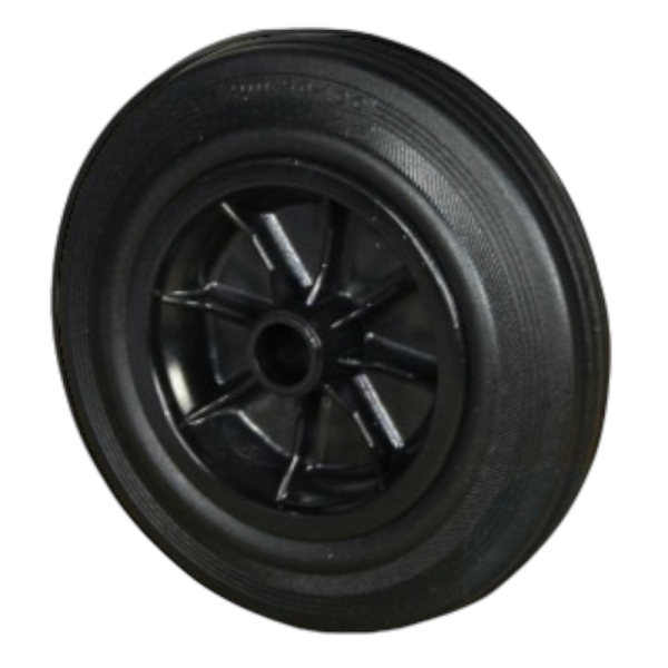RICAMBIO RUOTA,RUOTINO CON DISCO NYLON GOMMATA 145X38 CON FORO DA 15 MM