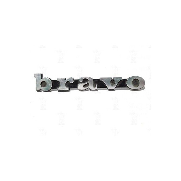 SCRITTA,TARGHETTA,STEMMA BRAVO IN METALLO LUNGH.130MM CON 2 PIOLINI POSTERIORI