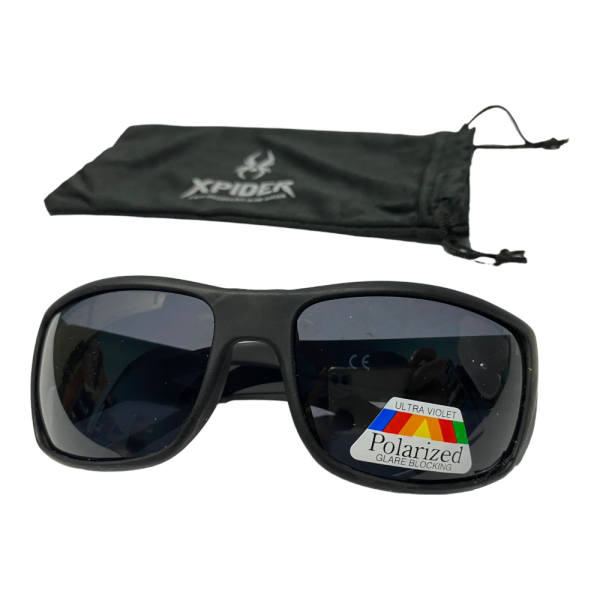 OCCHIALI DA SOLE NERI MATERIALE SILICONATO POLARIZED XPIDER+ASTUCCIO IN STOFFA