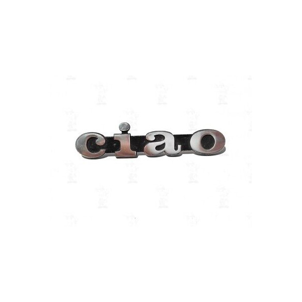 SCRITTA,TARGHETTA,STEMMA CIAO IN METALLO LUNGH.90MM CON 2 PIOLINI POSTERIORI  [R