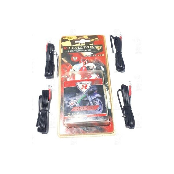KIT 4 MINILUCI A LED PER MOTO 12V ROSSE MARCA R.EVOLUTION MOTORBIKE
