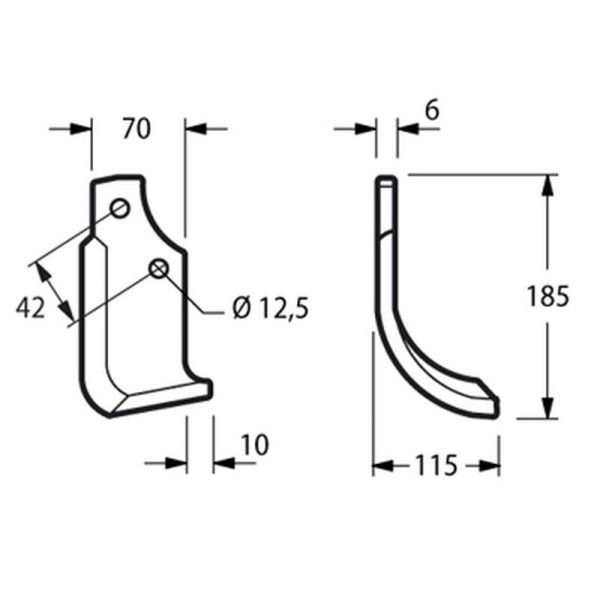 RICAMBIO ZAPPETTA FRESA MOTOZAPPA TIPO ORIGINALE SICMA CS ARCO-ELICOIDALE 70X6