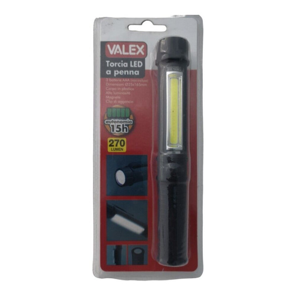 TORCIA LED LUCE LIGHT A PENNA VALEX 270 LUMEN A PILE AAA DA OFFICINA RIF 1152231