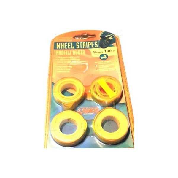 KIT 4 PEZZI ADESIVO GIALLO FLUORESCENTE ABBELLIMENTO CERCHI PER MOTO 0,9X180CM