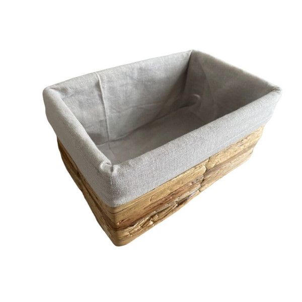 CESTO CESTA PORTA OGGETTI DA TAVOLA IN FIBRA VEGETALE E FERRO 25,5 X 17 X H 13CM