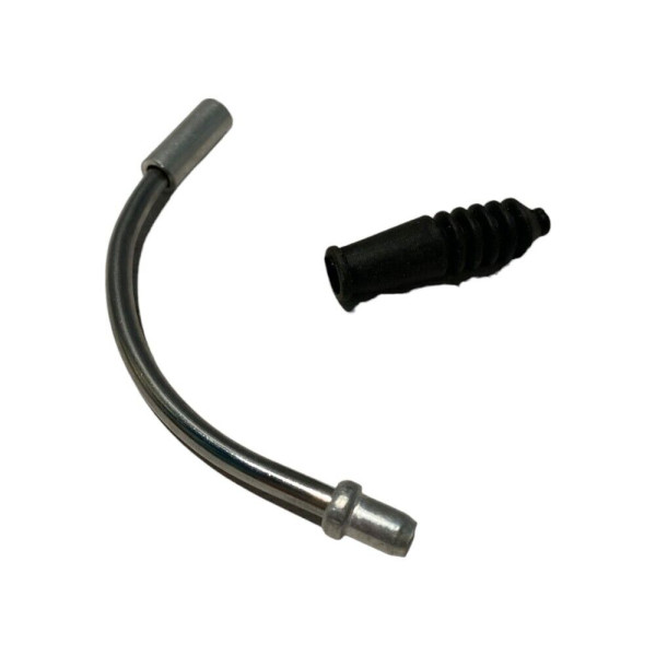 CURVA GOMITO,TUBO PIEGATO IN ALLUMINIO PER FILO FRENO BICI V-BRAKE CON GOMMINO