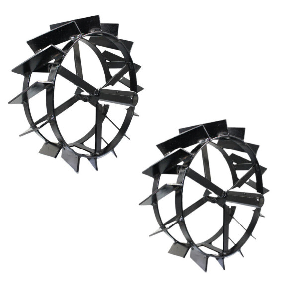 COPPIA 2 RUOTE IN FERRO CINGOLATE PER MOTOZAPPA ALTEZZA 50 CM LARGHEZZA 15 CM