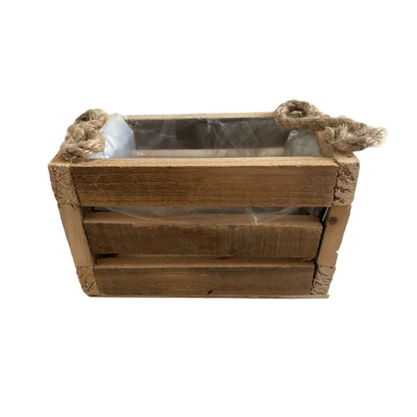 CASSETTA PORTA OGGETTI FIORI IN LEGNO RUSTICO DA DECORO ARREDO 20X11,5 X H 12CM