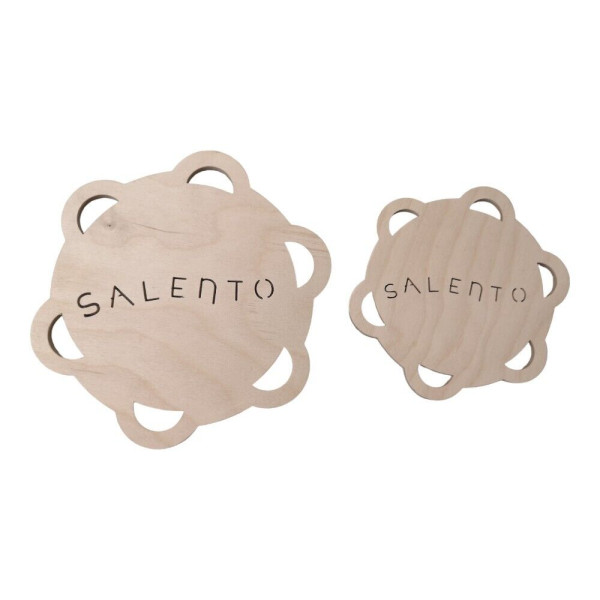 KIT 2 PZ TAMBURELLO PIZZICA SALENTO IN LEGNO DI BETULLA SOTTOPENTOLA SOTTOTAZZA