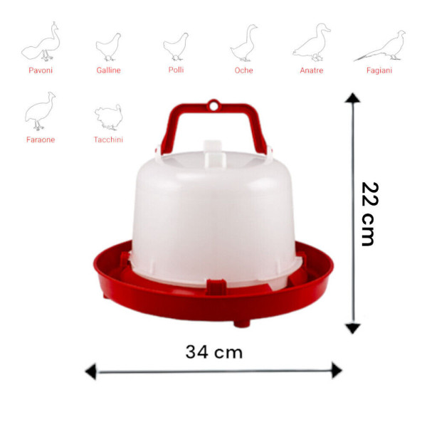 ABBEVERATOIO A SIFONE DA 5 LITRI CON MANICO IN PLASTICA GALLINE POLLI OCHE RIVER