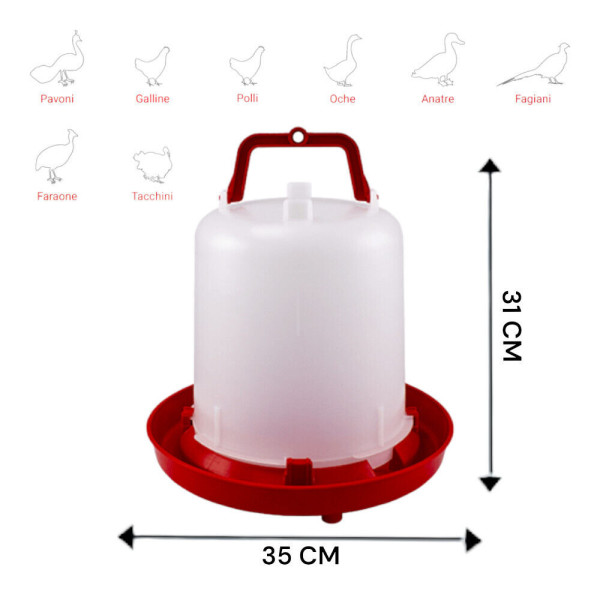 ABBEVERATOIO A SIFONE DA 10 LITRI CON MANICO IN PLASTICA GALLINE POLLI ANATRE