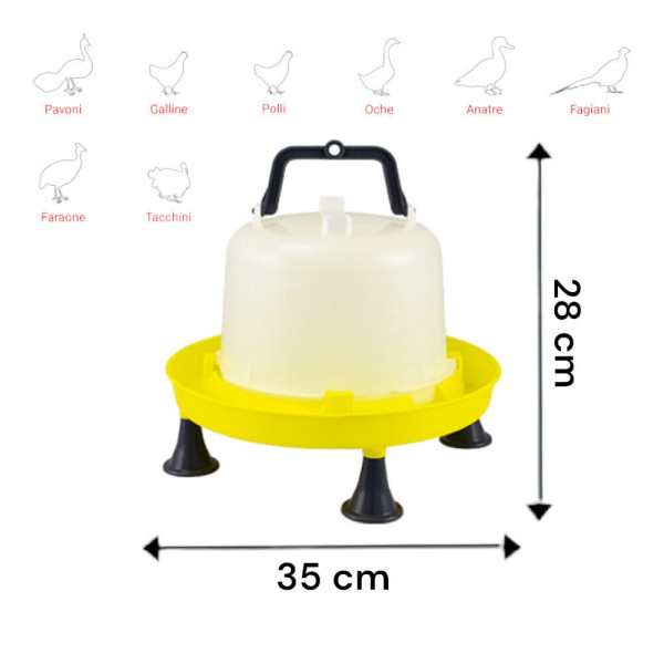 ABBEVERATOIO A SIFONE DA 5 LITRI CON MANICO E PIEDINI IN PLASTICA PAVONI POLLI