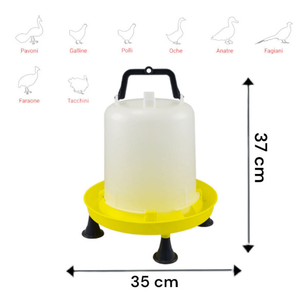 ABBEVERATOIO A SIFONE DA 10 LITRI CON MANICO E PIEDINI IN PLASTICA GALLINE OCHE