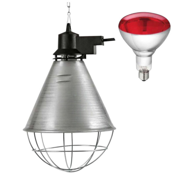 KIT RIFLETTORE PORTALAMPADA IN ALLUMINIO DIAMETRO 21 CM + LAMPADA DA 100 WATT